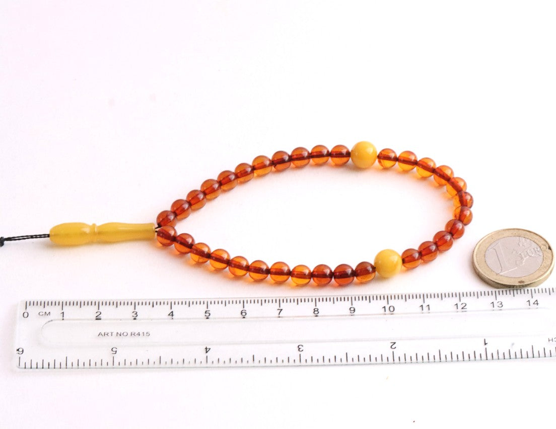 Baltic Amber Mala Prayer Beads – Butterscotch & Cognac – Buddhist Meditation Strand