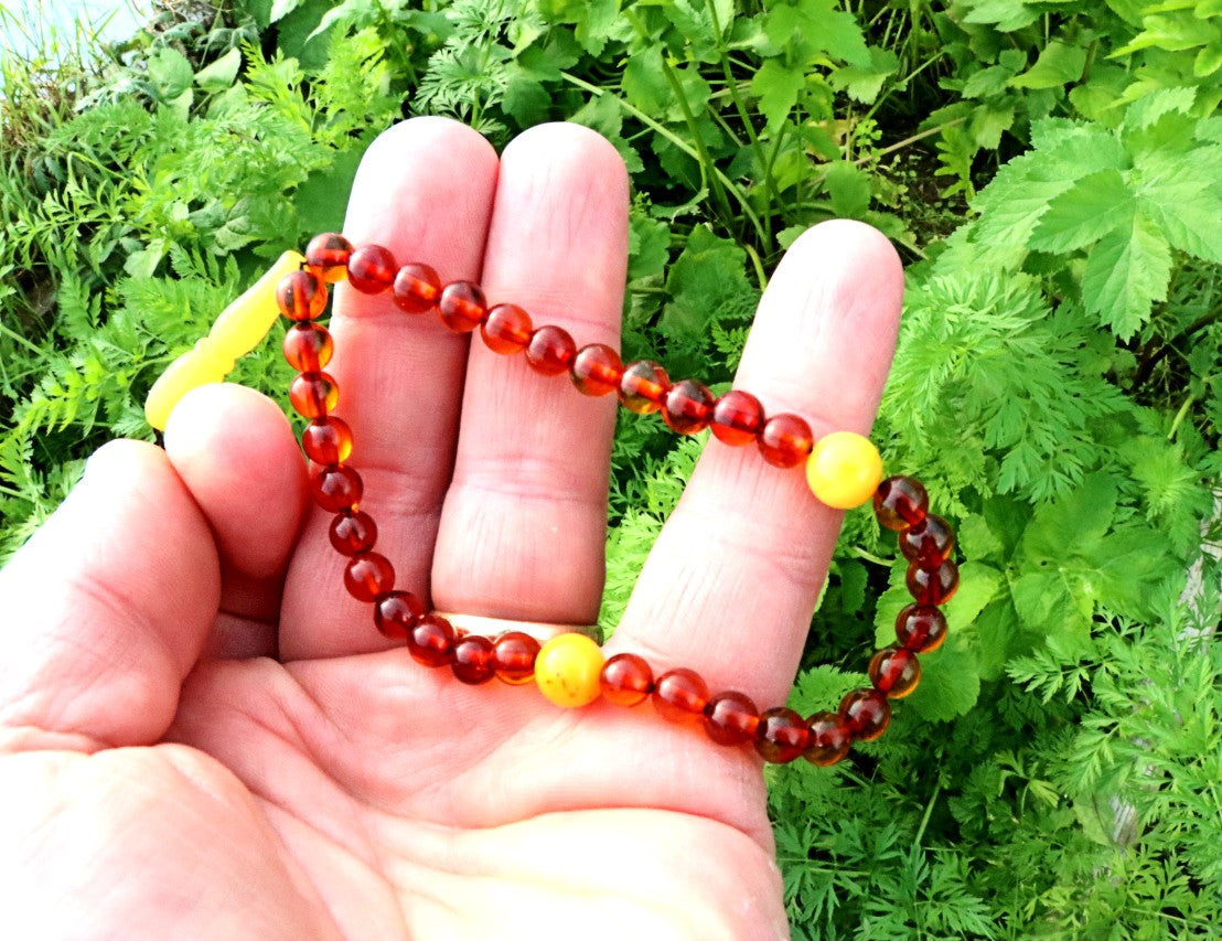Baltic Amber Mala Prayer Beads – Butterscotch & Cognac – Buddhist Meditation Strand