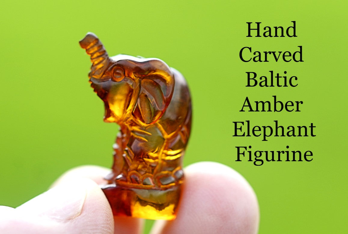 Carved Amber Elephant Figurine