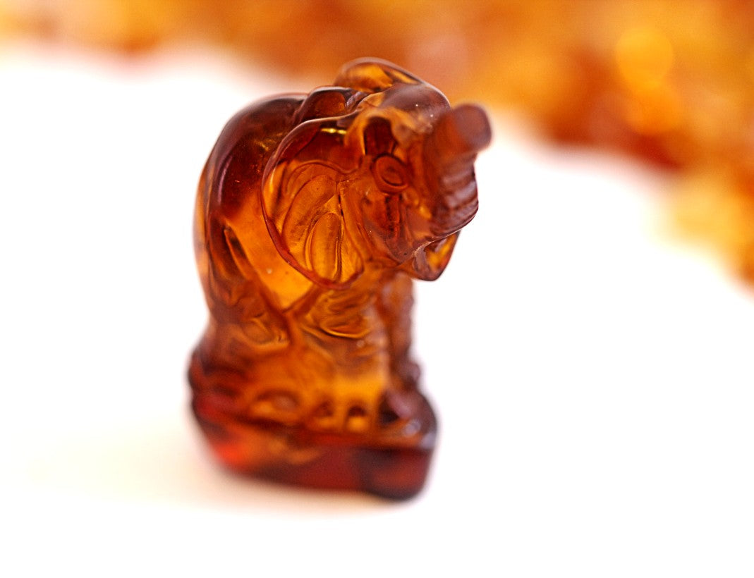 Carved Amber Elephant Figurine