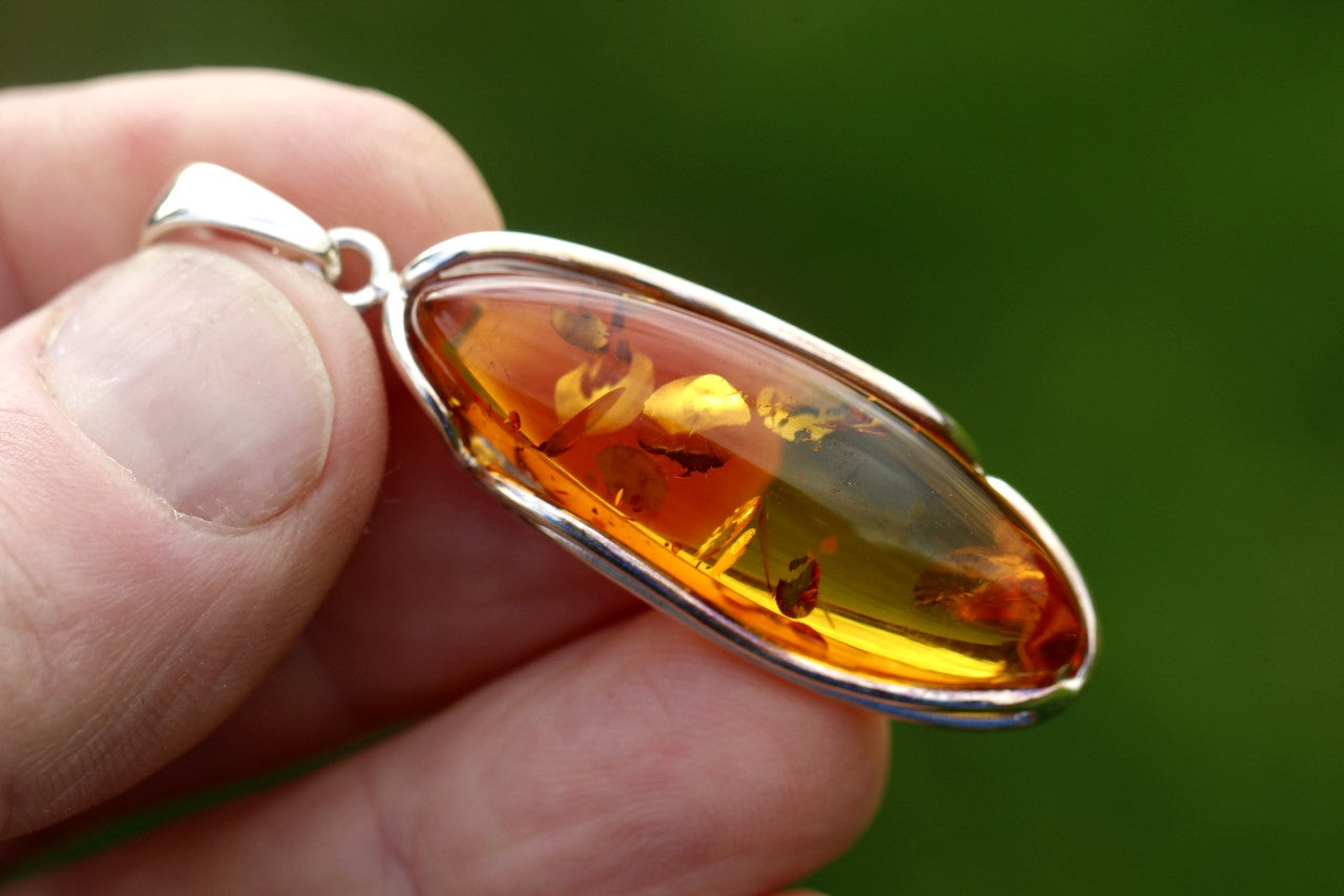 Exclusive Classic Honey Baltic Amber Pendant on Sterling Silver