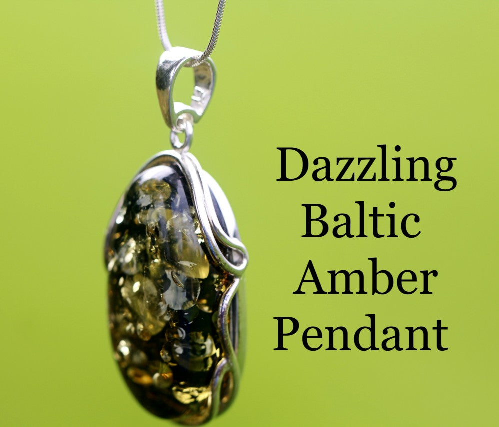 Bold Green Baltic Amber Pendant