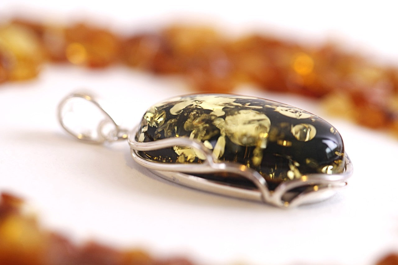 Bold Green Baltic Amber Pendant