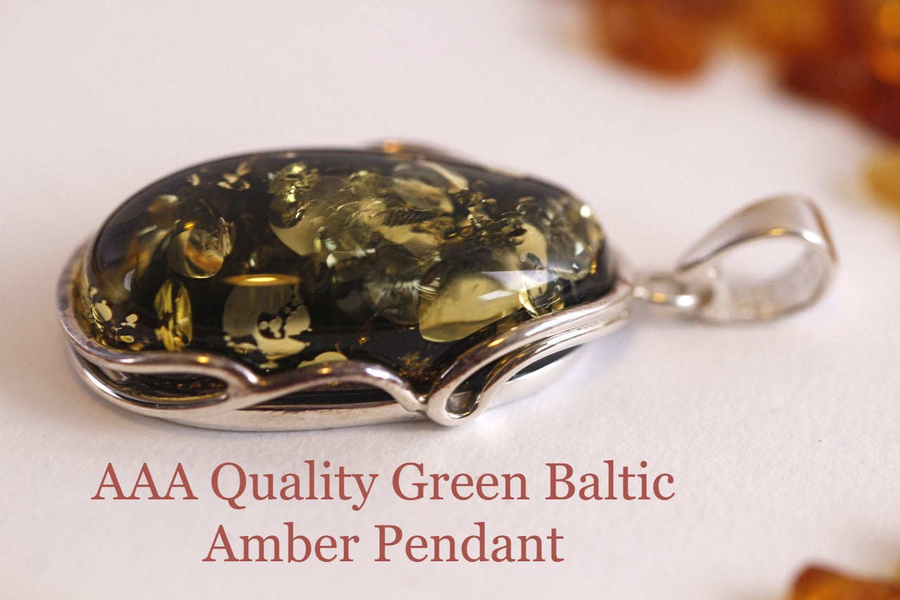 Bold Green Baltic Amber Pendant