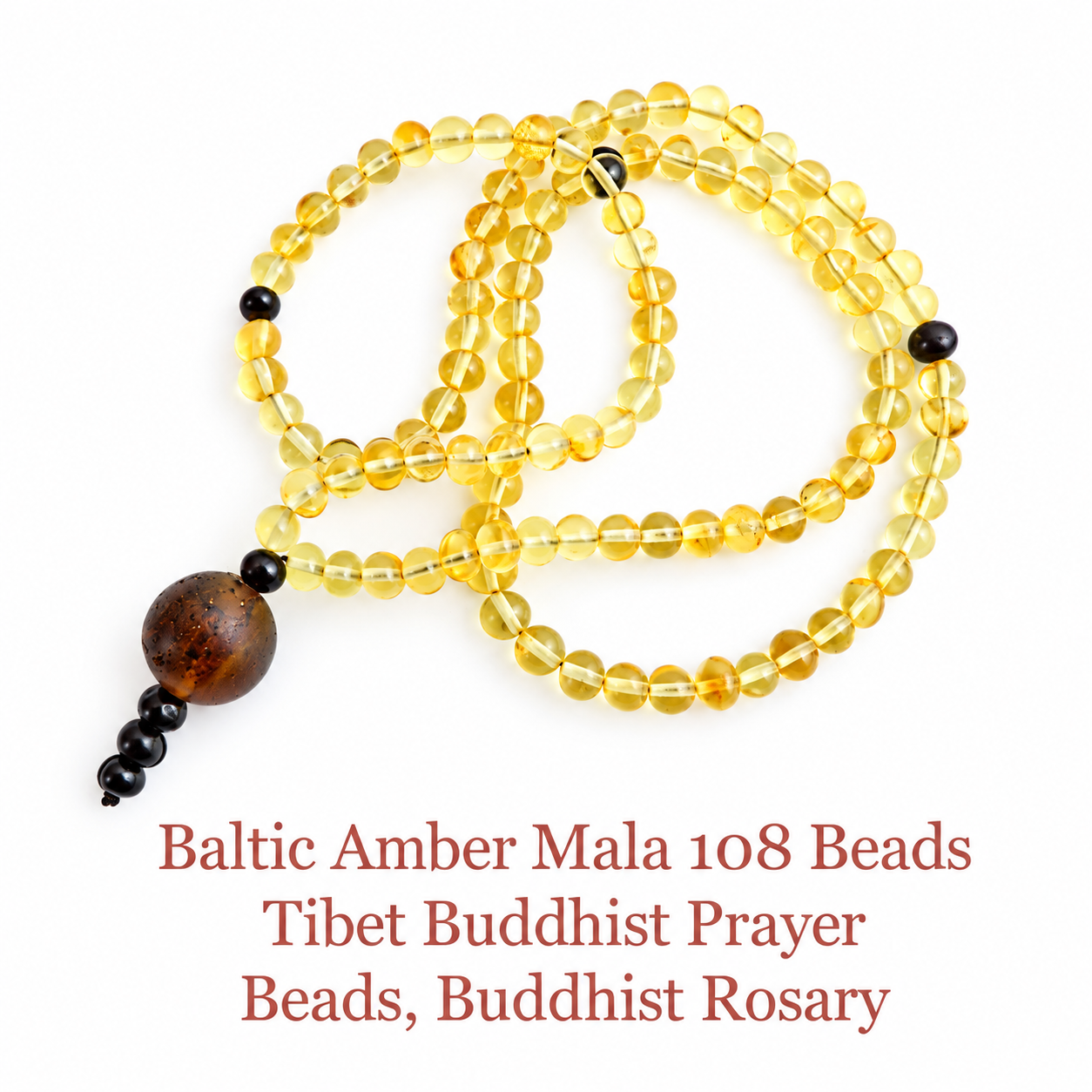 Baltic Amber Mala – 108 Baroque Beads – Buddhist Prayer Beads Buddhist Meditation Strand