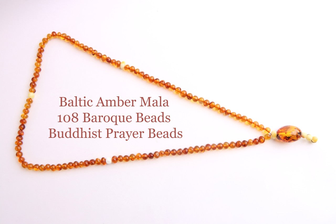 Baltic Amber Mala – 108 Baroque Beads – Buddhist Prayer Beads