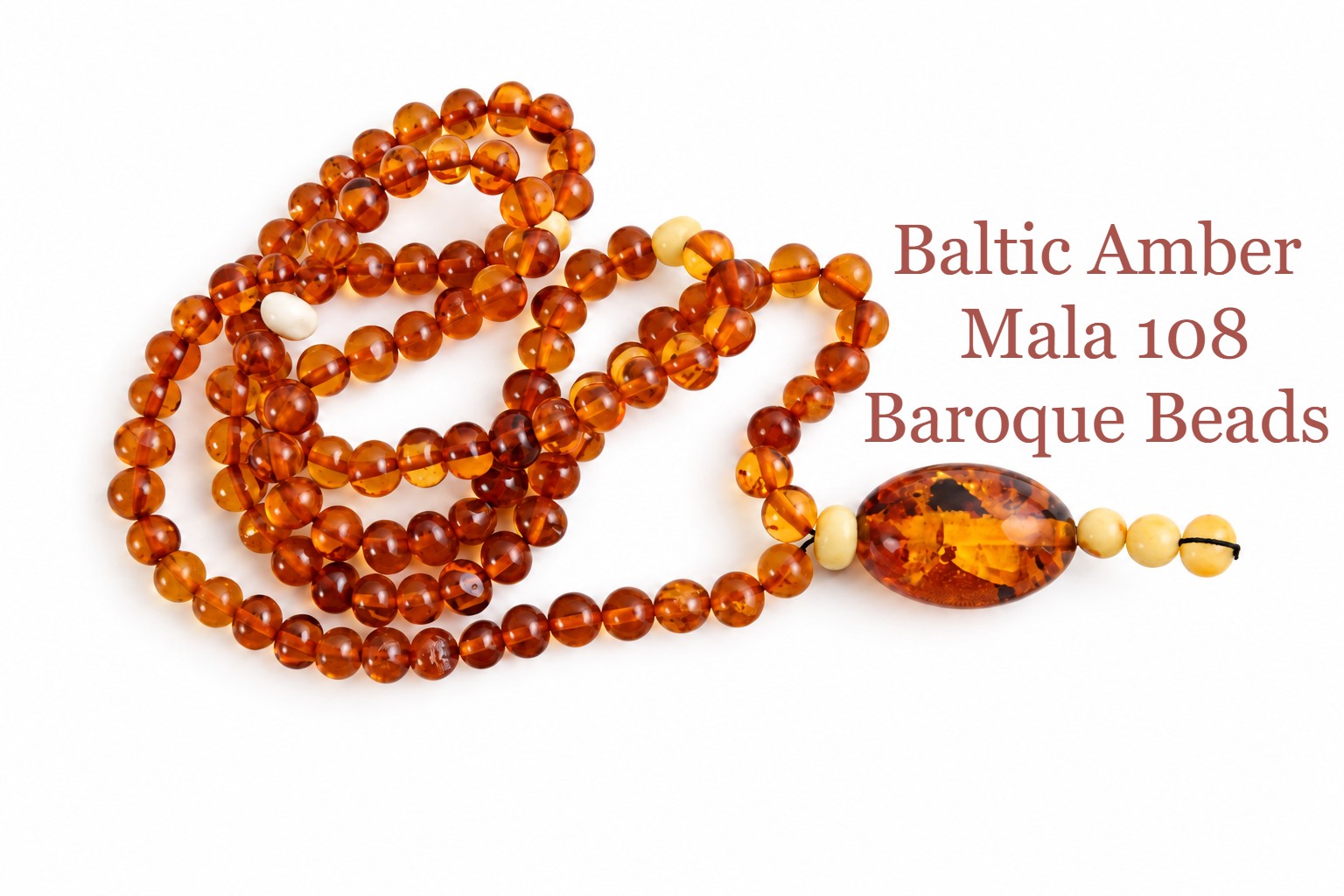 Baltic Amber Mala – 108 Baroque Beads – Buddhist Prayer Beads