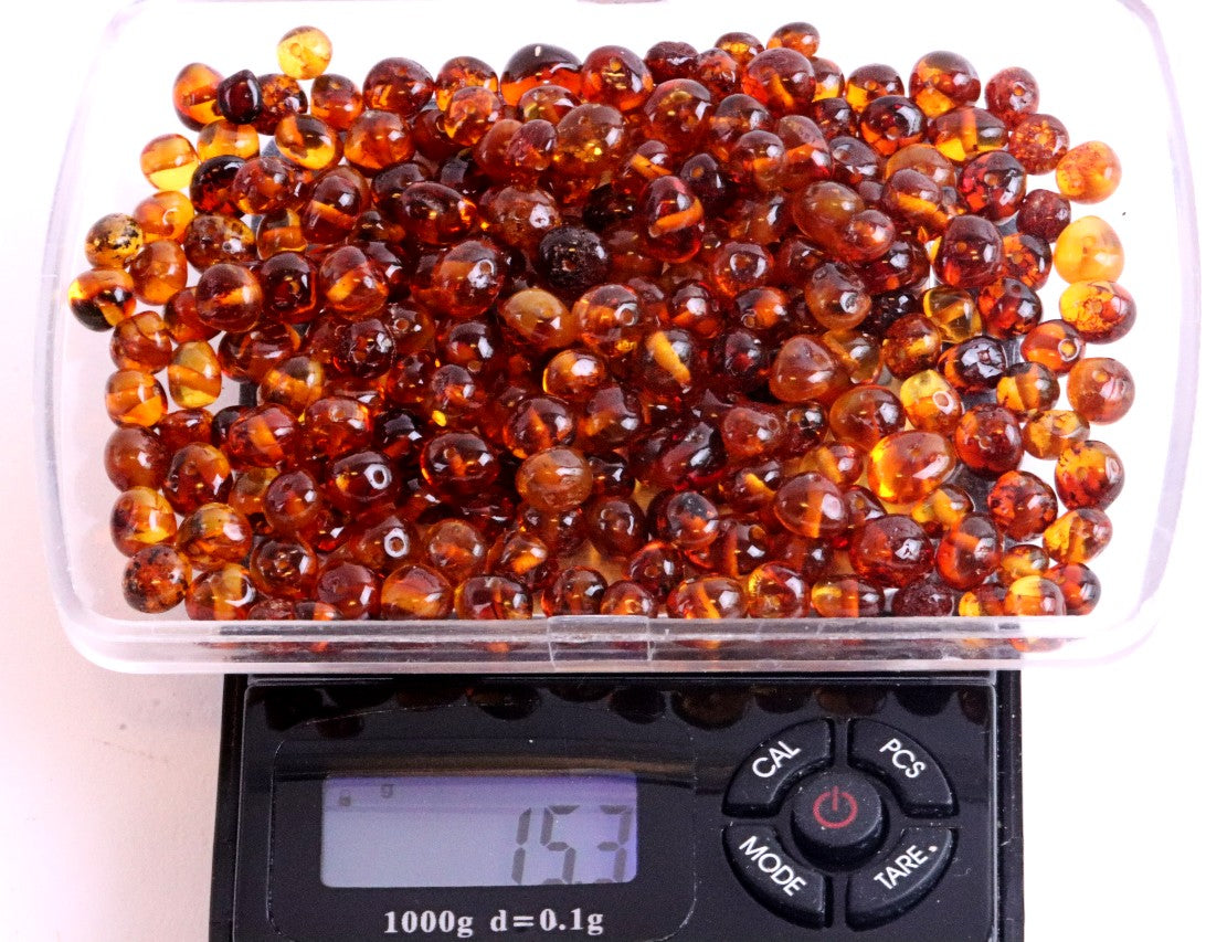 Baltic Amber Beads with holes 5mm X 4mm Approx 150 amber beads in each 15 grams