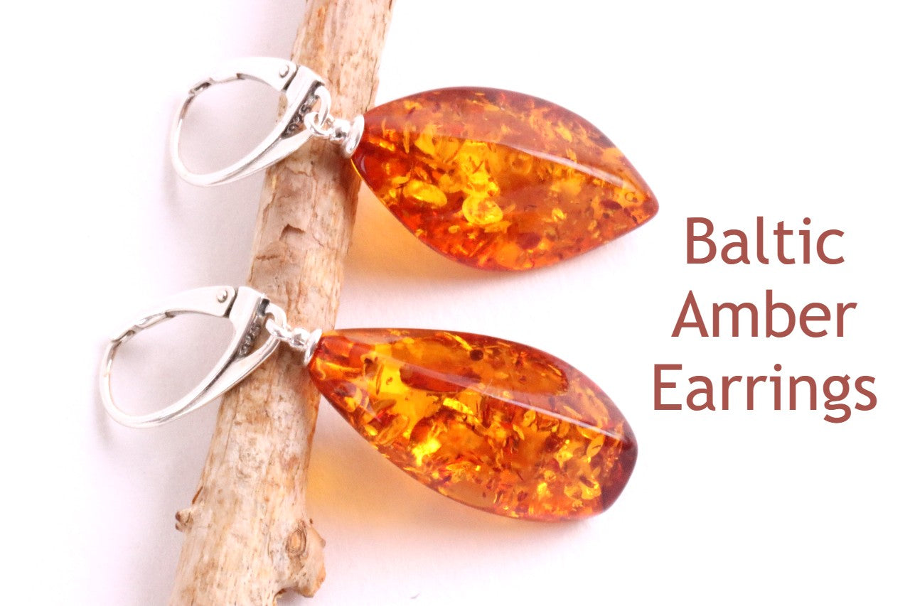 Beautiful Teardrop Amber Earrings