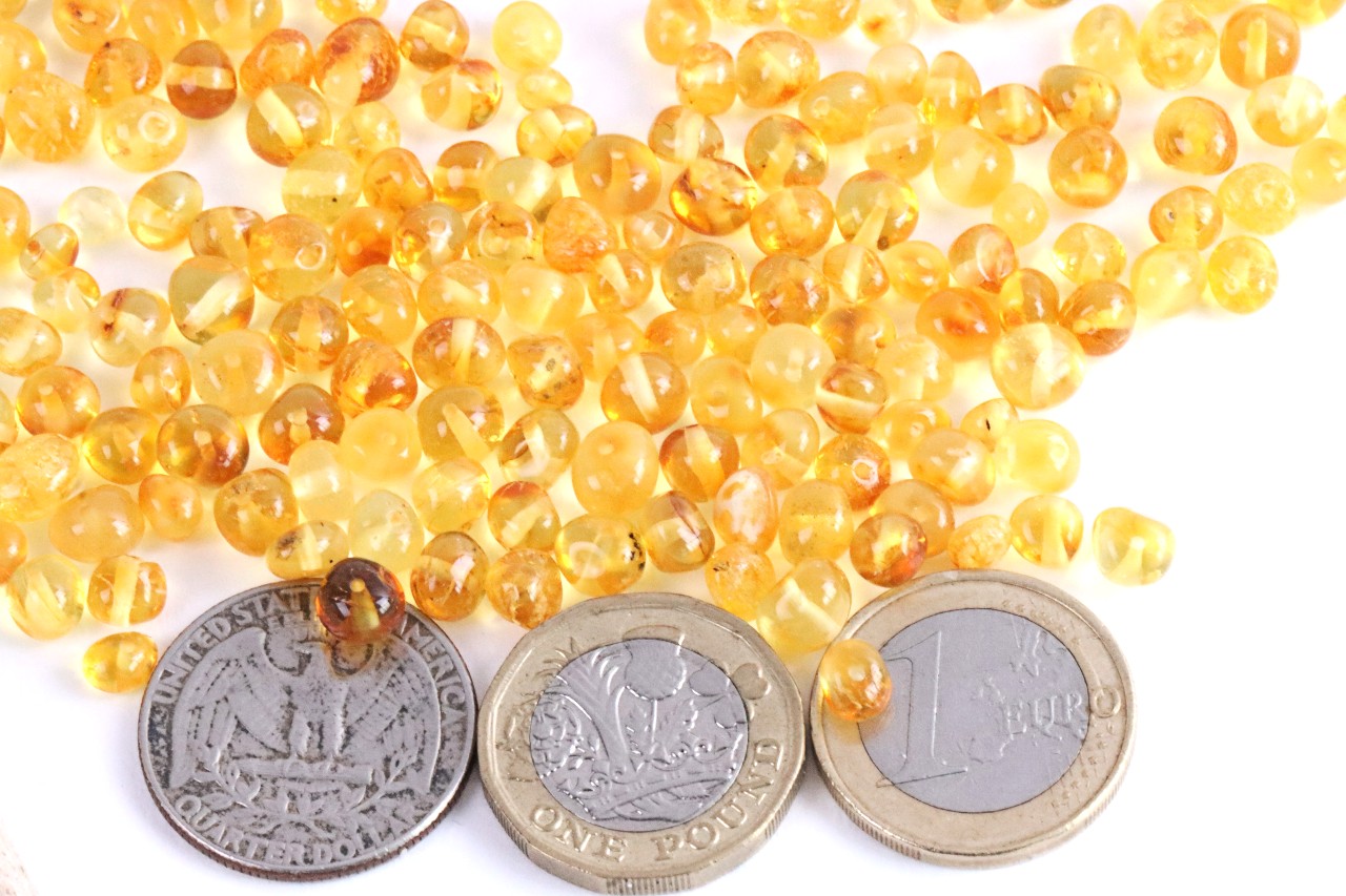 Honey Amber Beads with holes 5mm X 5mm Approx / Approx 100 beads in 10 grams
