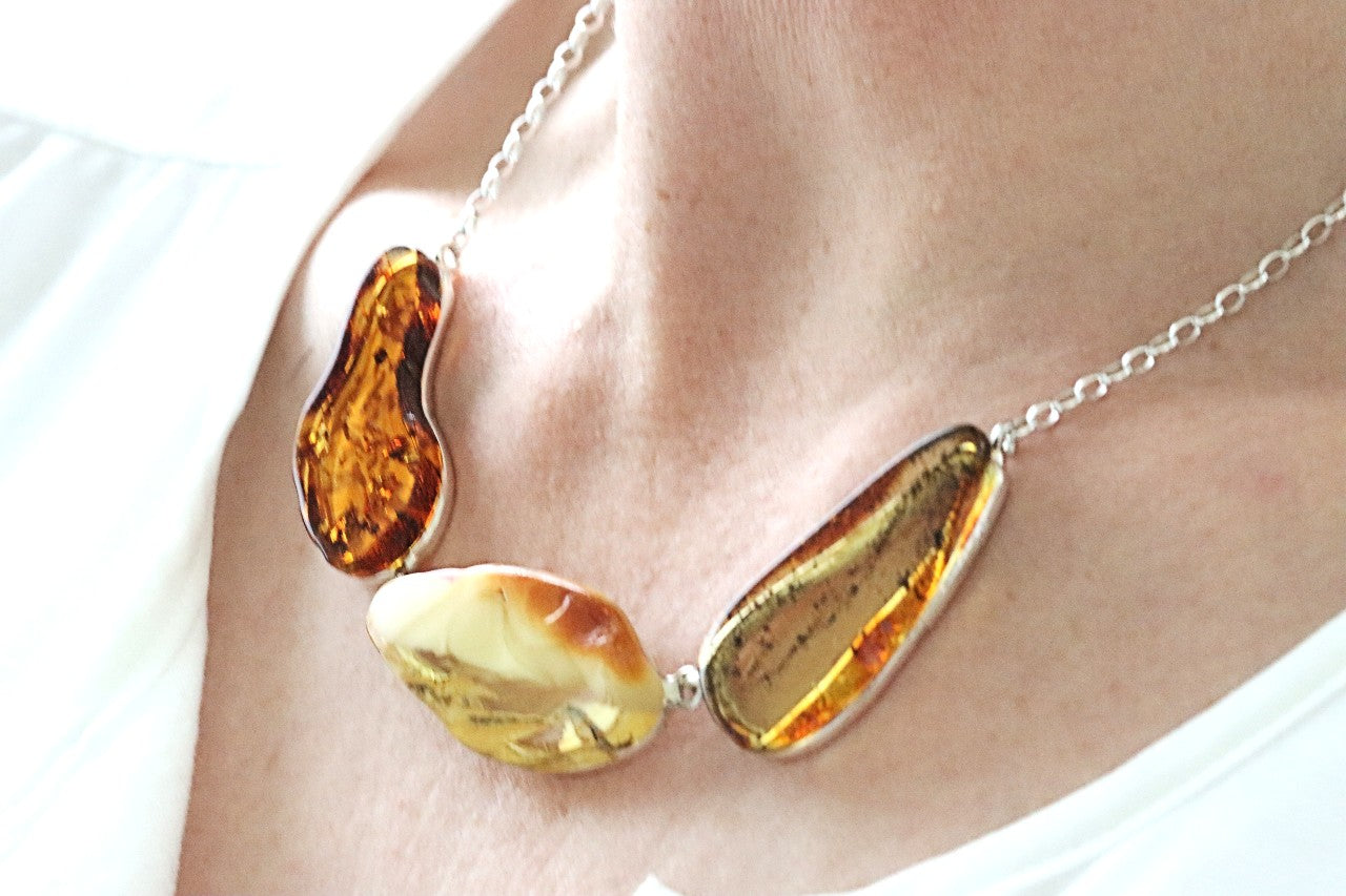 Statement Baltic Amber Pendant Necklace.