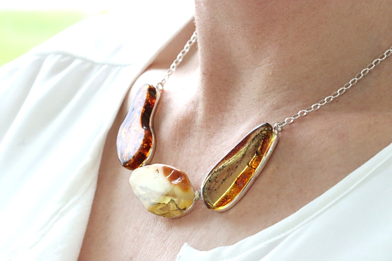 Statement Baltic Amber Pendant Necklace.