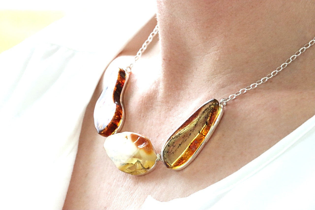 Statement Baltic Amber Pendant Necklace.