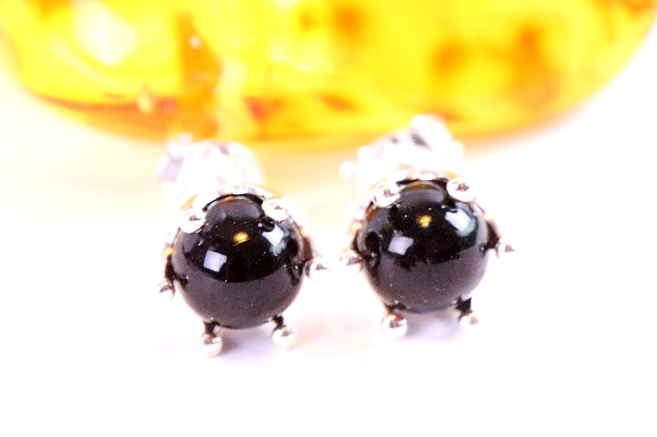 Sale - Tidy Round Cherry Amber Stud Earrings