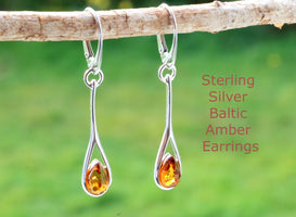 Silver Amber Earrings