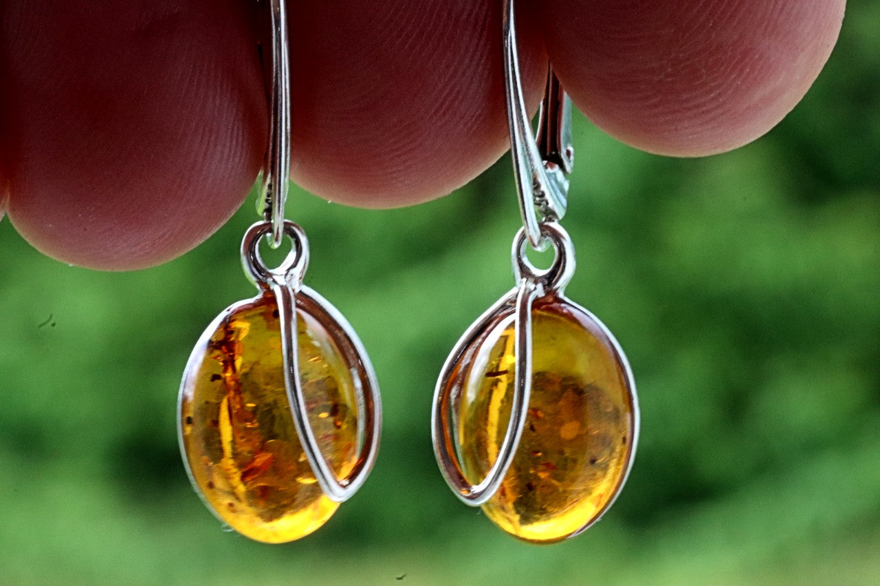 Drop amber earrings