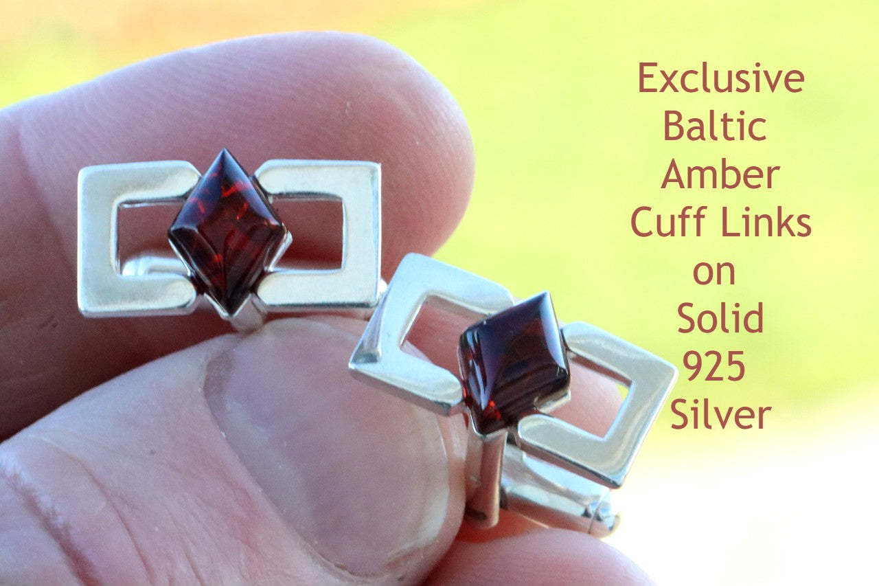 Silver Baltic Amber Cufflinks