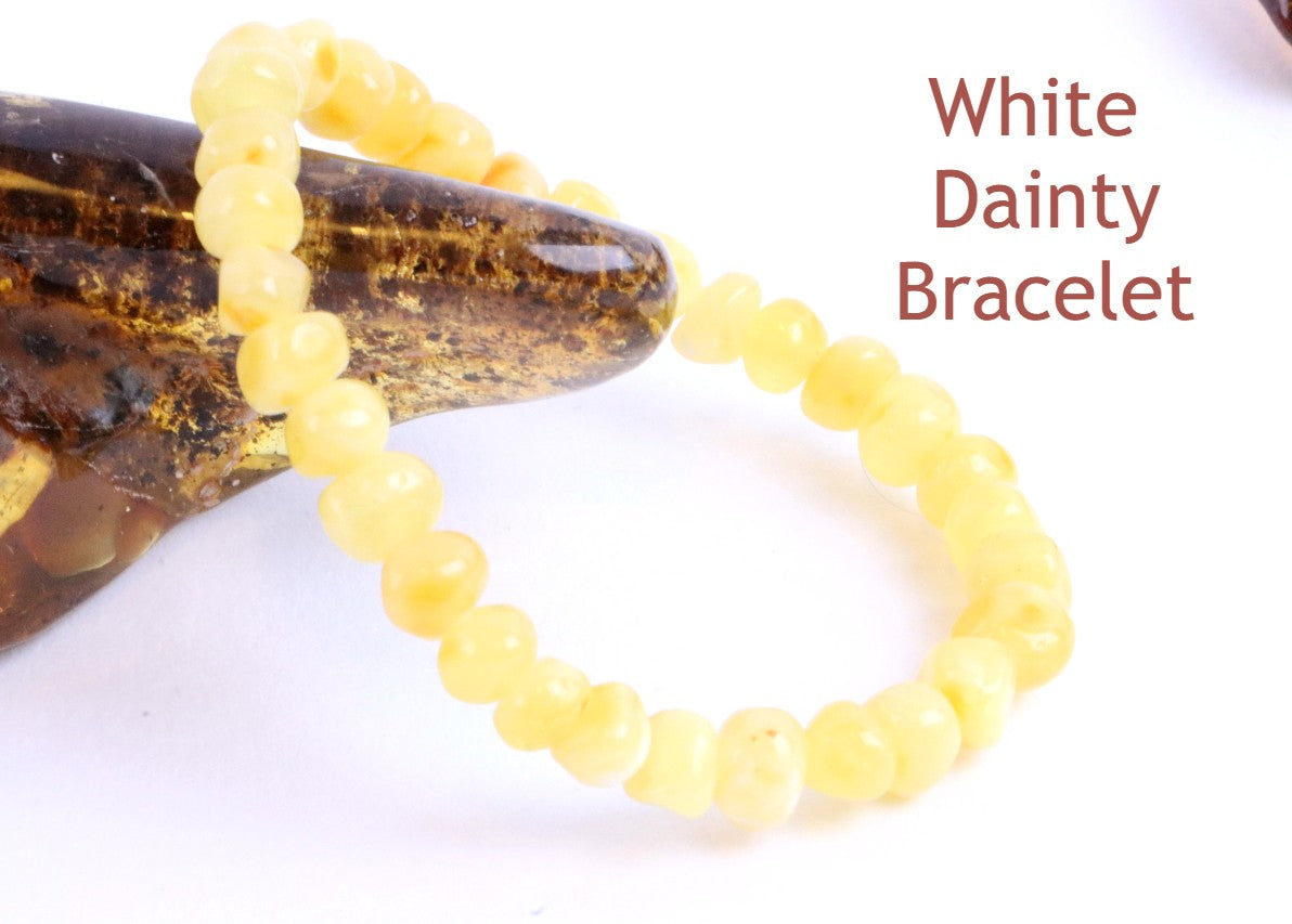 White Unisex Baltic Amber Bracelet