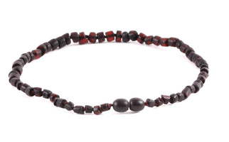 Dark Cylinder Bead Amber Necklace - Amber SOS