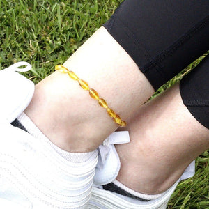 Yellow Bead Adult Anklet - Amber SOS