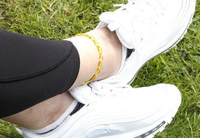 Yellow Bead Adult Anklet - Amber SOS