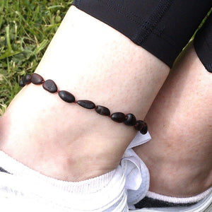 Dark Matte Bead Adult Anklet - Amber SOS