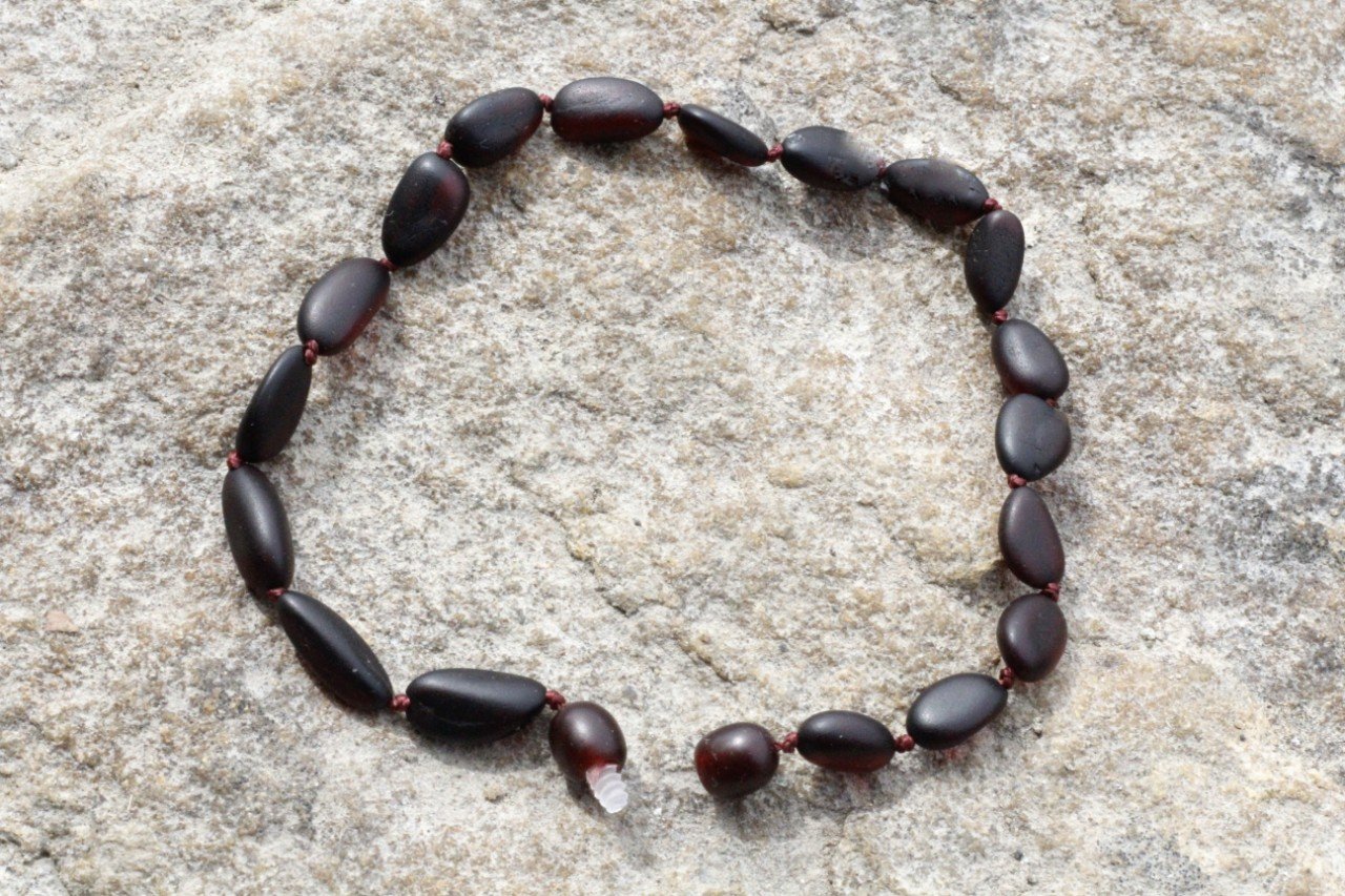 Dark Matte Bead Adult Anklet - Amber SOS