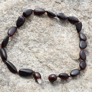 Dark Matte Bead Adult Anklet - Amber SOS