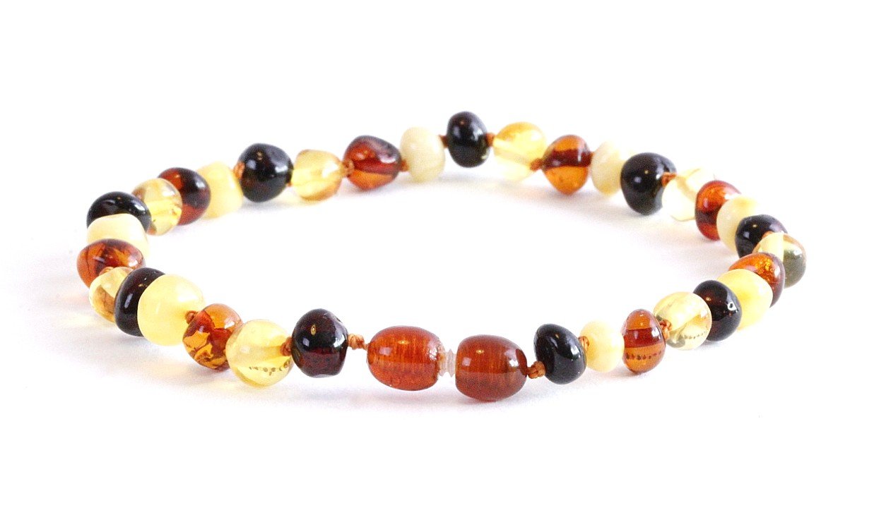 Mixed Round Adult Anklet - Amber SOS