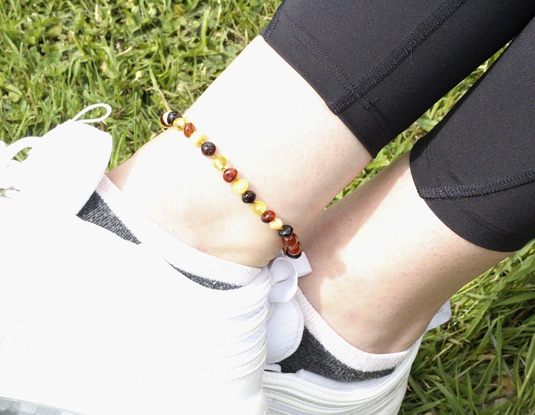 Mixed Round Adult Anklet - Amber SOS