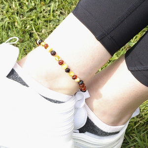 Mixed Round Adult Anklet - Amber SOS