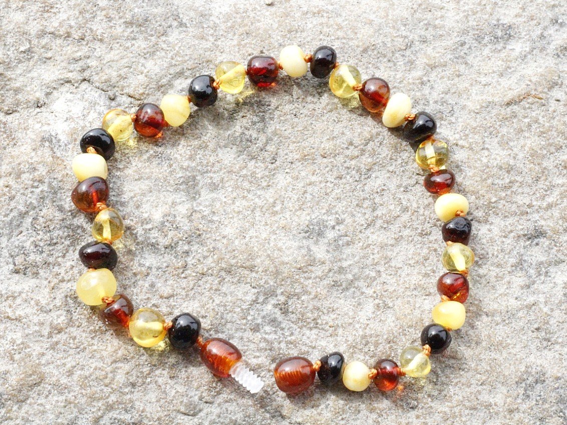 Mixed Round Adult Anklet - Amber SOS