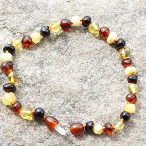 Mixed Round Adult Anklet - Amber SOS