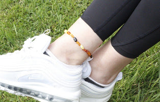 Multi Bead Adult Anklet - Amber SOS