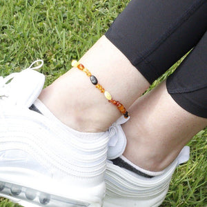 Multi Bead Adult Anklet - Amber SOS