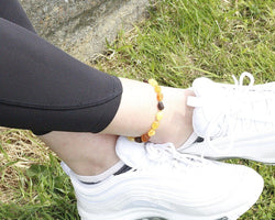 Natural Bead Amber Anklet - Amber SOS