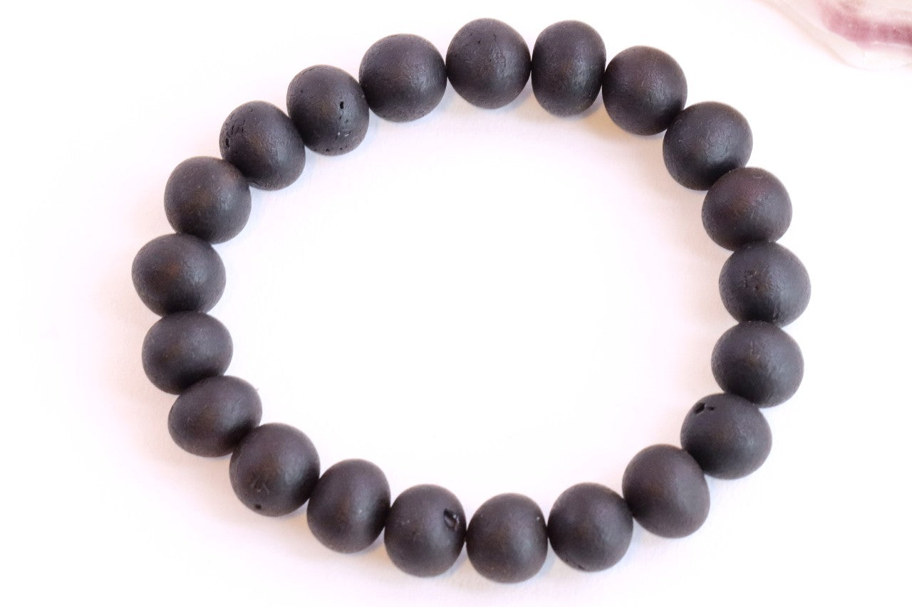 Mans Black Amber Bracelet