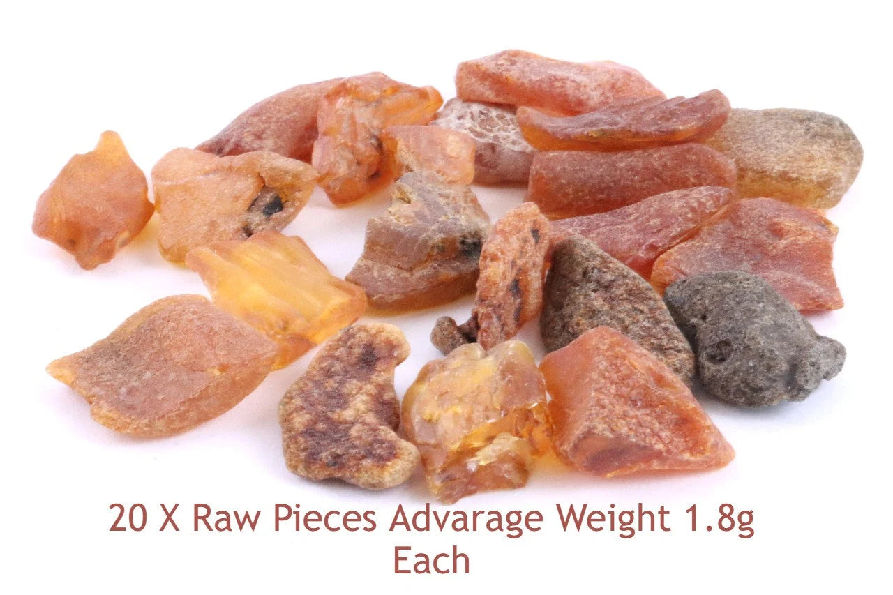 20 X Raw Pieces Amber Tumbled Stones/