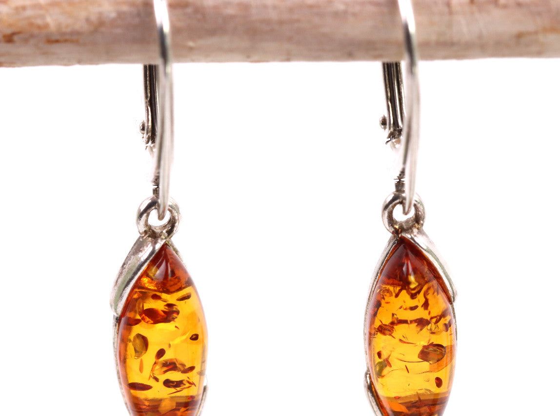 Gemstone Drop Earring / Glittering Genuine Baltic Amber