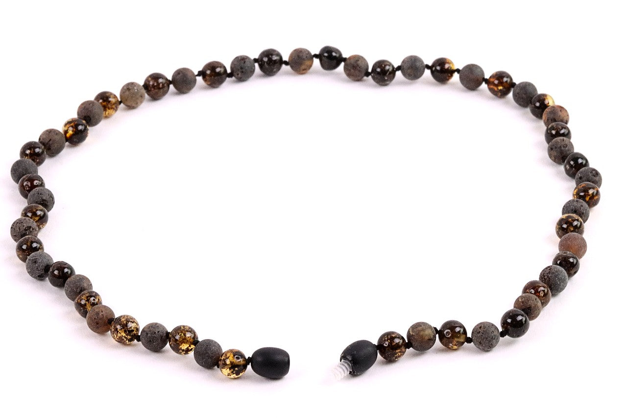Earthy Mixed Finish Amber Necklace