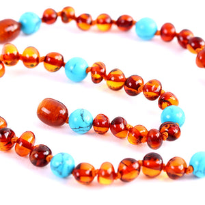 Turquoise and Amber Necklace Amber SOS