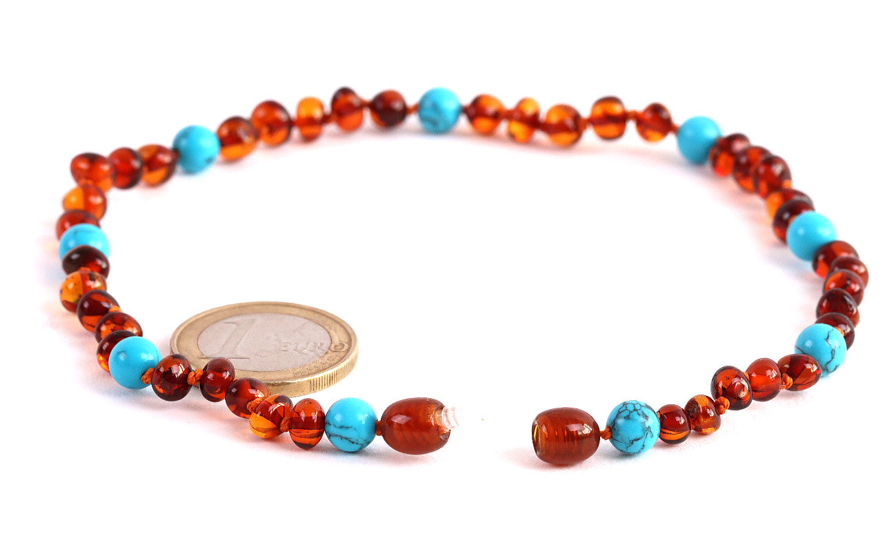 Turquoise and Amber Necklace for Children