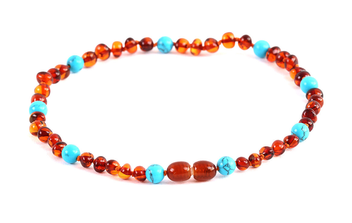 Turquoise and Amber Necklace for Children