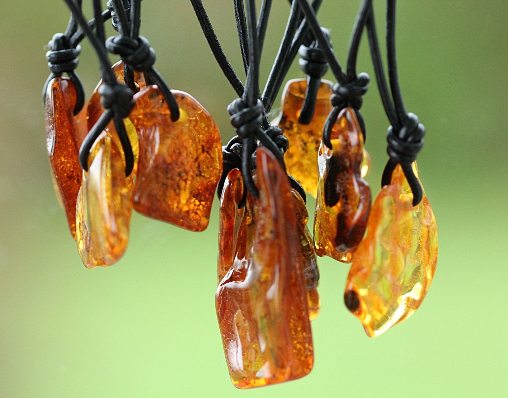 Amber Amulet Gift for Wellness/ Natural Jewelry /Polished Tumbled Gem Necklace for Protection / Natural Nordic Baltic Amber Stone Pendant - Amber SOS