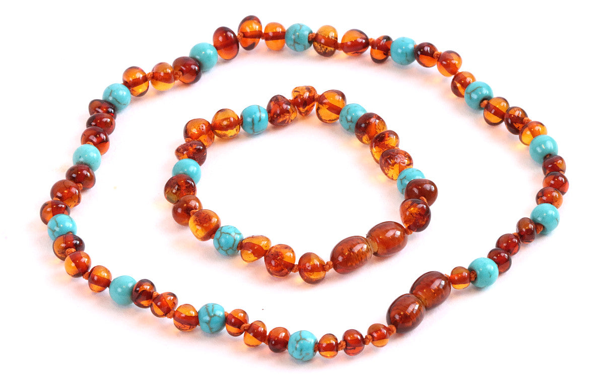 Turquoise and Amber Bead Set Children