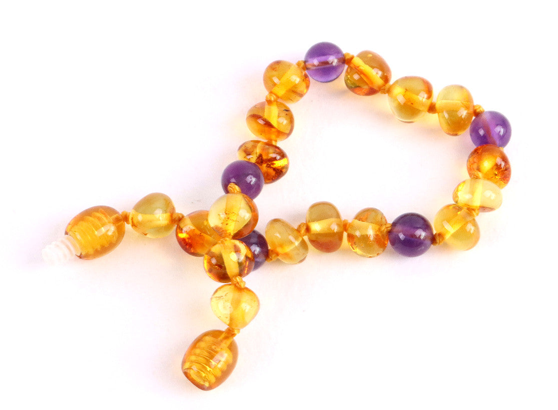 Amethyst and Amber Anklet for Children