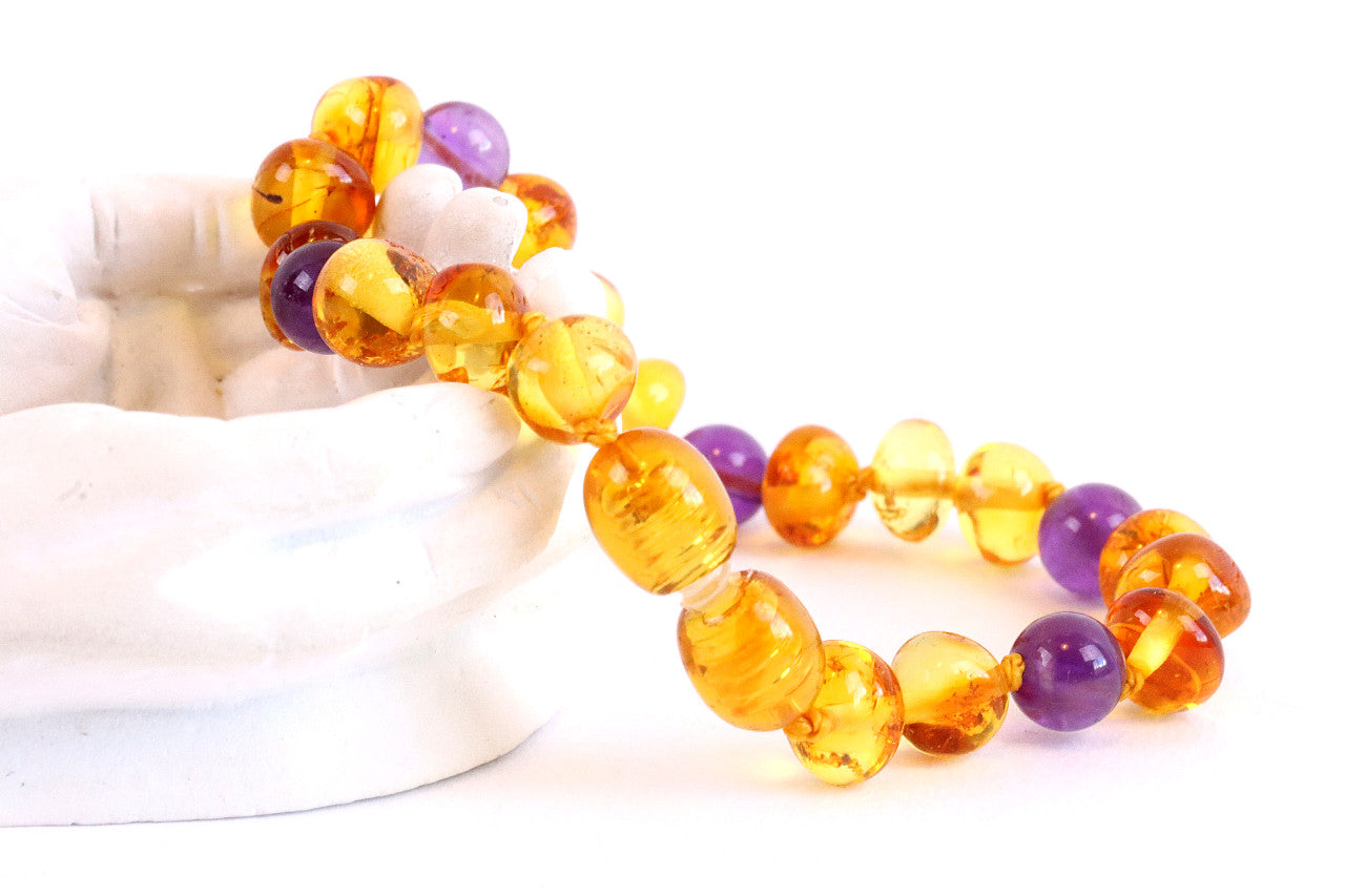 Amethyst and Amber Anklet for Children