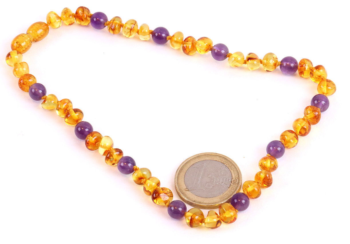 Amethyst and Amber Necklace for Children