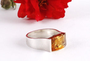 Honey Geometric Ring - Amber SOS