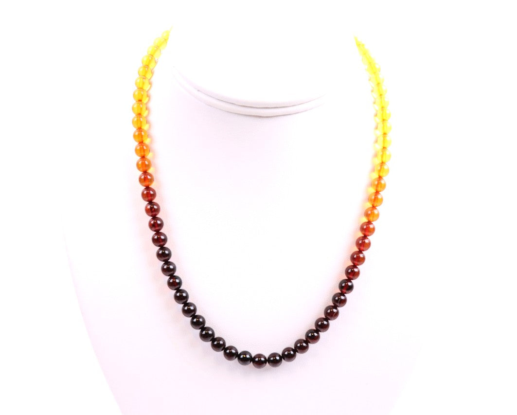 Rainbow  Perfect Round Amber Necklace